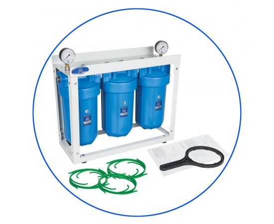 10" InLine Σύστημα 3 Σταδίων Big Blue Υψηλής Αποδοτικότητας - HHBB10B - Φίλτρα Κεντρικής Παροχής - Κάτω Πάγκου στο biopureshop.gr